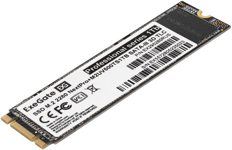 Накопитель SSD M.2 2280 Exegate NextPro+ M2UV500TS1TB EX295280RUS 1TB 568/500MB/s 3D TLC 320 TBW MTBF 1.8M