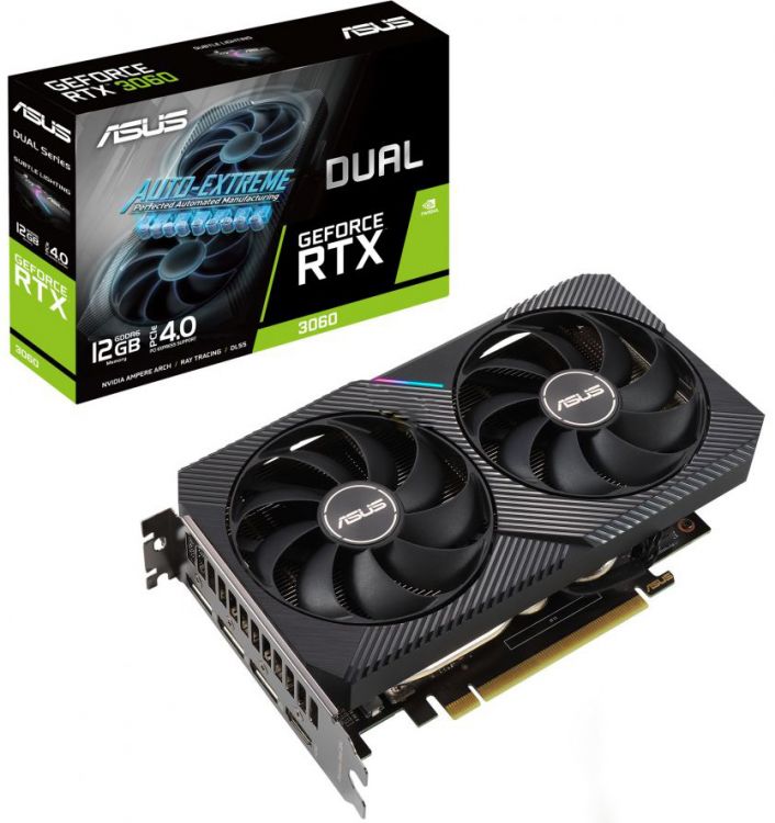 Видеокарта PCI-E ASUS GeForce RTX 3060 Dual (DUAL-RTX3060-12G-V2) 12GB GDDR6 192bit 8nm 1320/15000MHz HDMI/3*DP