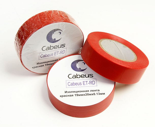 Изолента Cabeus ET-RD красная 19ммх20мх0.13м