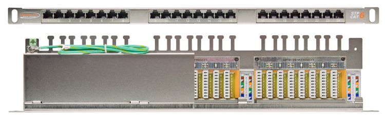 Патч-панель NIKOMAX NMC-RP24SE2-HU-MT 19, 0,5U, Cat 6, 24 порта RJ45 (8p8c), экранированная, Dual IDC (110/KRONE)