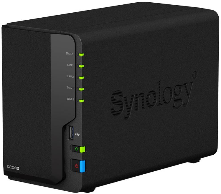 Сетевой накопитель Synology DS220+ 2x3.5/2.5 HDD/SSD SATA, RAID 0/1/JBOD, 2xGbLAN, 2xUSB3.0, без HDD