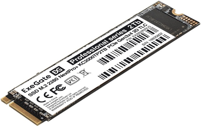 Накопитель SSD M.2 2280 Exegate NextPro+ KC2000TP2TB EX295282RUS 2TB 2000/1600MB/s PCIe Gen3x4, NVMe, 3D TLC 640 TBW MTBF 2M