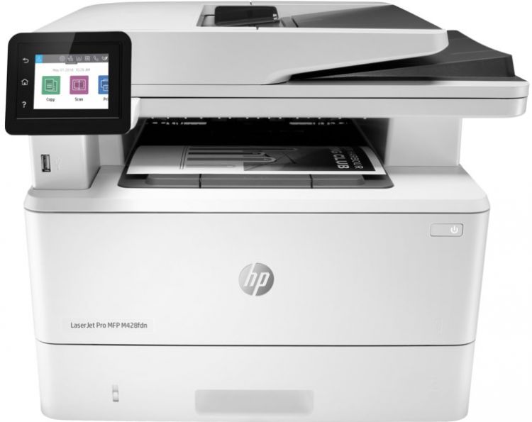 МФУ лазерное черно-белое HP LaserJet Pro M428fdn W1A29A A4, 1200dpi, 38ppm, 512Mb+512Mb flash, Pr/Scan(1200x1200)/Copier/Fax, 2лотка(250+100л), ДАПД(2