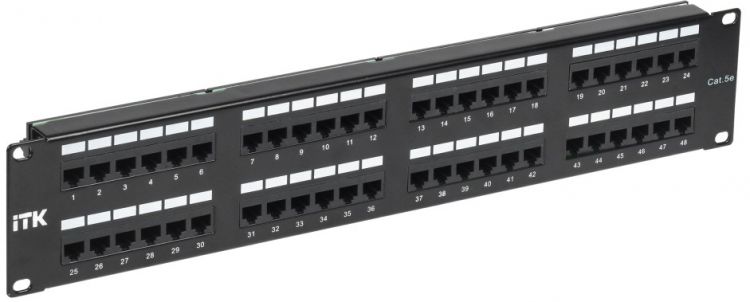 Патч-панель ITK PP48-2UC5EU-D05 19, 2U, Cat 5e, 48 портов RJ45 (8p8c), неэкранированная, Dual IDC (110/KRONE)