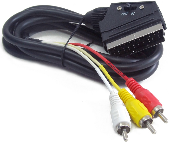 Кабель видео Cablexpert CCV-519-001 SCART / 3xRCA, с переключателем направления сигнала, 1.8м
