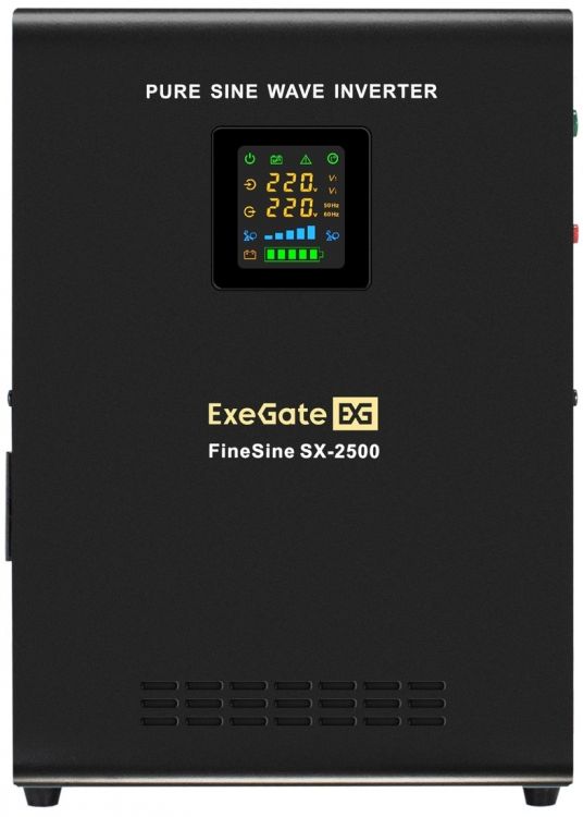 Комплект Exegate FineSine SX-2500.LCD.AVR.2SH EX296615RUS ИБП EX296002RUS + батарея 55Aч EX285667RUS 2шт (инвертор, синус, для котла, настенный) 2500V