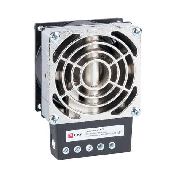 Обогреватель EKF heater-vent-q-100-20 на DIN-рейку с вентилятором 100Вт 230В IP20 Quadro PROxima