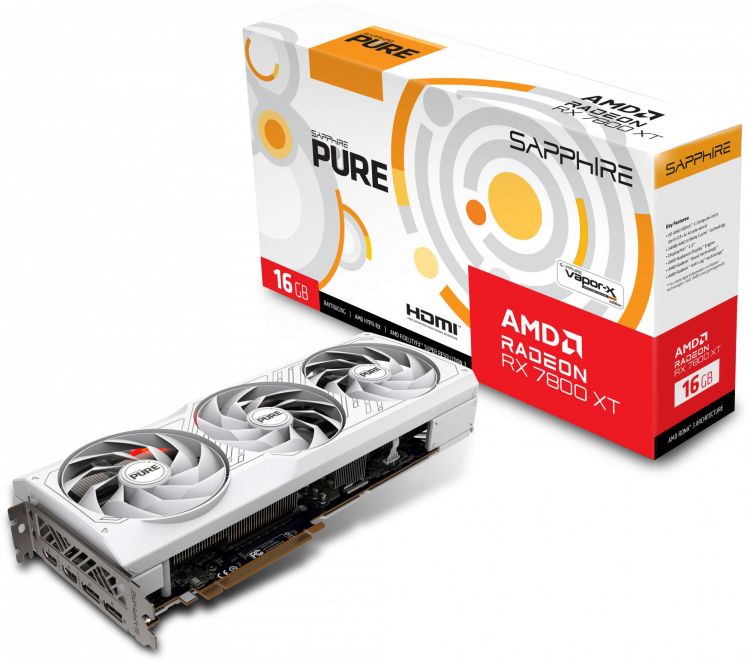 Видеокарта PCI-E Sapphire Radeon RX 7800 XT PURE (11330-03-20G) 16GB GDDR6 256bit 5nm 1397/19500MHz 2*HDMI/2*DP RTL