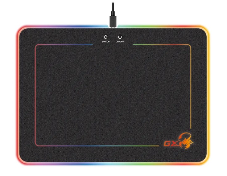 Коврик для мыши Genius GX-Pad 600H RGB 31250006400 с подсветкой RGB, нескользящая резиновая основа с микротекстурированной гладкой поверхностью, черны