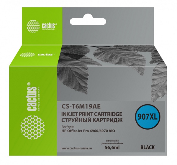 Картридж Cactus CS-T6M19AE черный (56.6мл) для HP OJP 6950/6960/6970