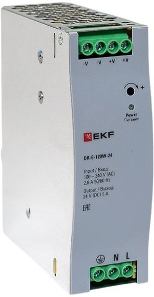 Блок питания EKF DR-E-120W-24 на дин рейку 120 вт, 220 В AC /24 В DC