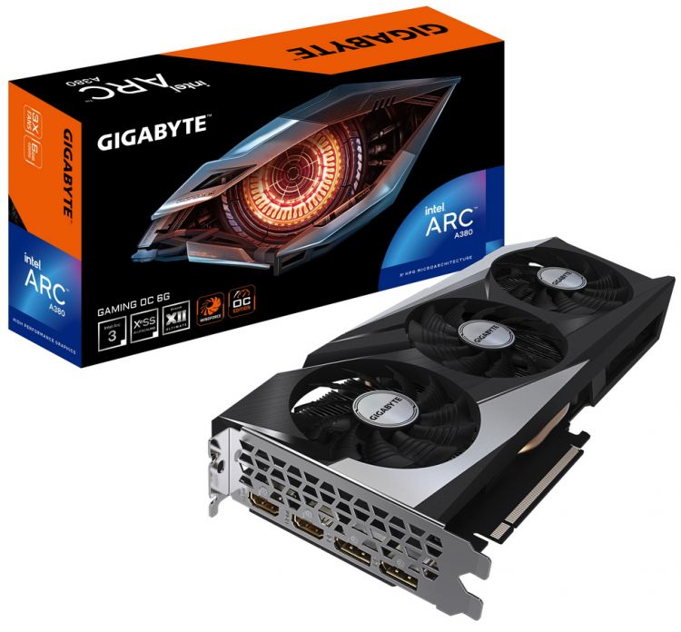 Видеокарта PCI-E GIGABYTE Arc A380 GAMING OC (GV-IA380GAMING OC-6GD) 6GB GDDR6 96bit 2450/15500MHz 2*HDMI/2*DP