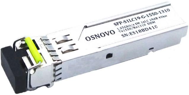 Модуль SFP OSNOVO SFP-S1LC19-G-1550-1310 до 1.25 Гбит/c, LC/19дБ/расстояние передачи до 40км/Tx 1550/Rx 1310/поддержка DDM