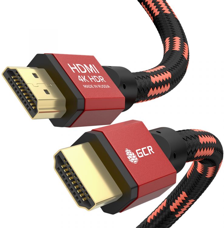  Кабель интерфейсный Greenconnect GCR-54506 PROF 1.0m HDMI 2.0, BICOLOR ECO Soft капрон, AL корпус красный, HDR 4:2:2, Ultra HD, 4K 60 fps 60Hz/5K*30Hz