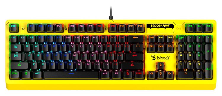   Xcom-Shop Клавиатура A4Tech Bloody B810RC Punk механическая желтый/черный USB LED 1530437