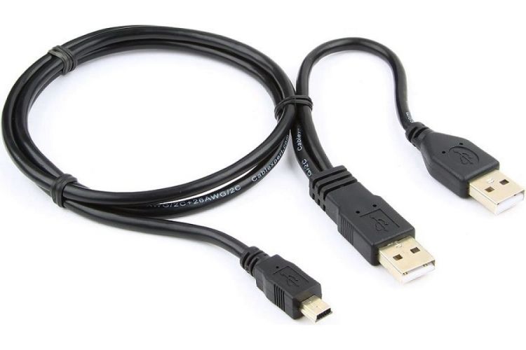 Кабель интерфейсный USB 2.0 Cablexpert 2xAM/miniBM 5P CCP-USB22-AM5P-3 Pro, 0.9 м, экран, черный, пакет