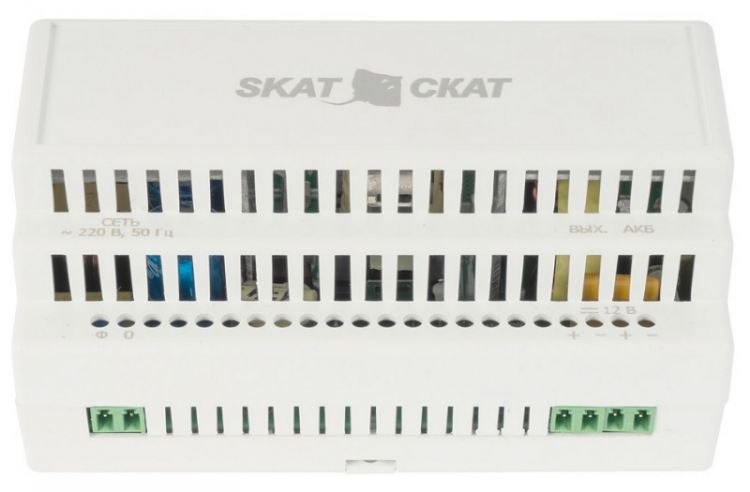 Источник питания Бастион SKAT-12-8.0 DIN (СКАТ ИБП-12/8-DIN) 12В 8А пластиковый корпус под DIN рейку 35 мм (587)