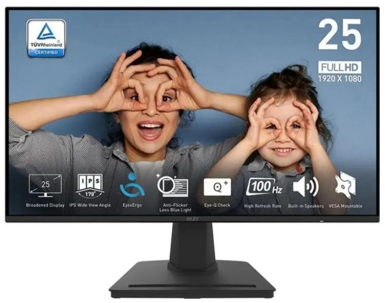  Монитор 24,5 MSI Pro MP252 9S6-3PC4CT-005 1920x1080 LED, 16:9, IPS, 300cd, 1300:1, 100M:1, 1ms, 4ms(GTG), 178/178, DP, HDMI, 100Hz, tilt, VESA 100х10