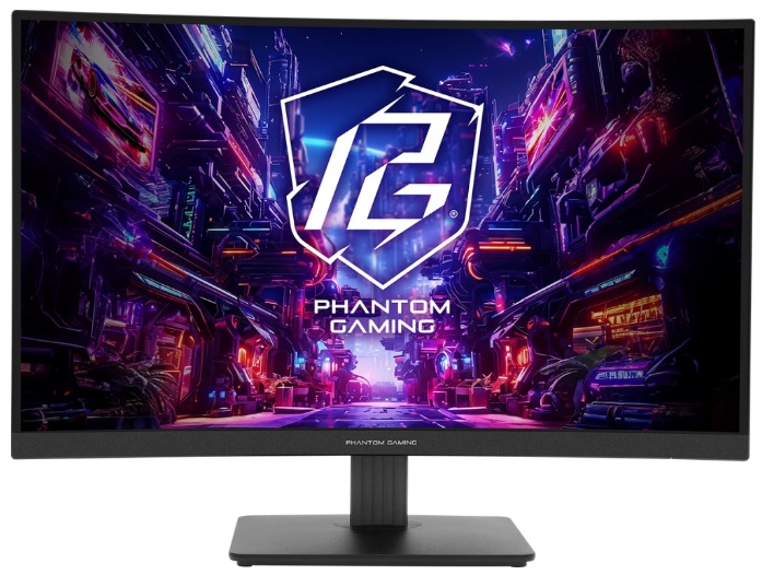 Монитор 27 ASRock Phantom Gaming PG27QRT1B 2560x1440 LED, 16:9, VA, 300cd, 5000:1, 1ms, 178/178, DP, 2*HDMI, 180Hz, Speakers, curved R1500, tilt, VE