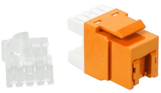 Модуль Lanmaster LAN-OK45U6/180N-OR Keystone, RJ45, неэкранированный, кат.6, без шторки, 180 градусов, оранжевый