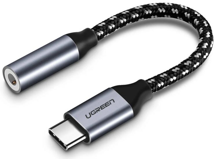 Кабели и переходники Переходник UGREEN 30632 USB Type C to 3.5mm, 10 см, серый