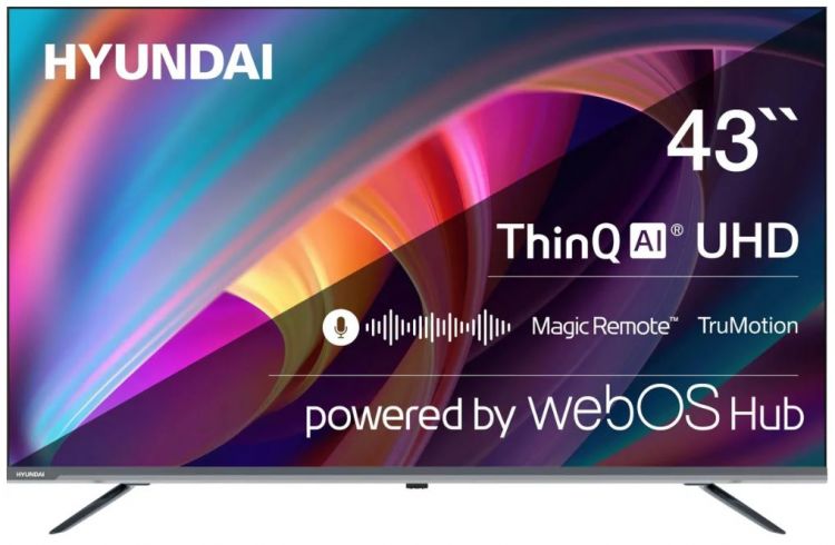 Телевизор Hyundai H-LED43BU7100 43 WebOS Frameless Metal серый 4K Ultra HD 60Hz MEMC DVB-T DVB-T2 DVB-C DVB-S DVB-S2 USB WiFi Smart TV