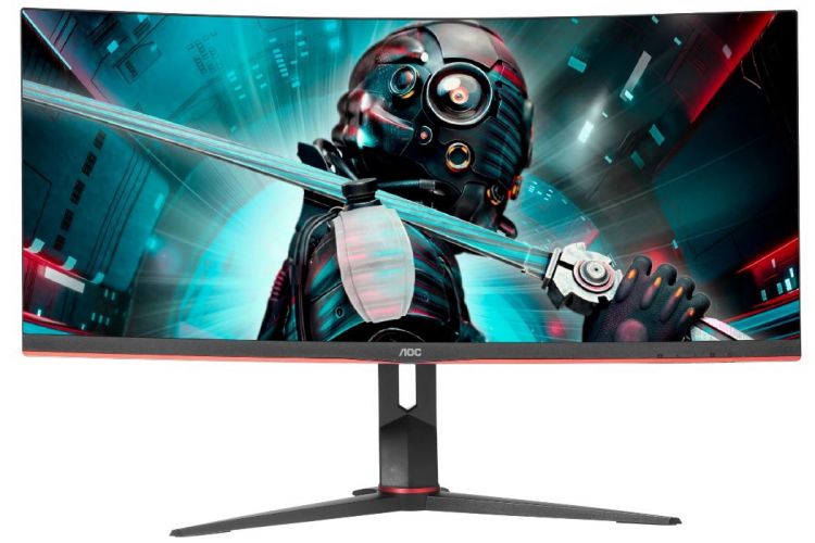 Монитор 34 AOC CU34G2XP 3440x1440 LED, 21:9, VA, 400cd, 4000:1, 80M:1, 1ms, 178/178, DP, HDMI, 180Hz, сurved R1500, Tilt, HAS, pivot, VESA, black