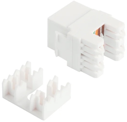 Модуль Lanmaster LAN-OK45U6/180R-WH Keystone, RJ45, неэкранированный, кат.6, со встроенной шторкой, 180 градусов, белый