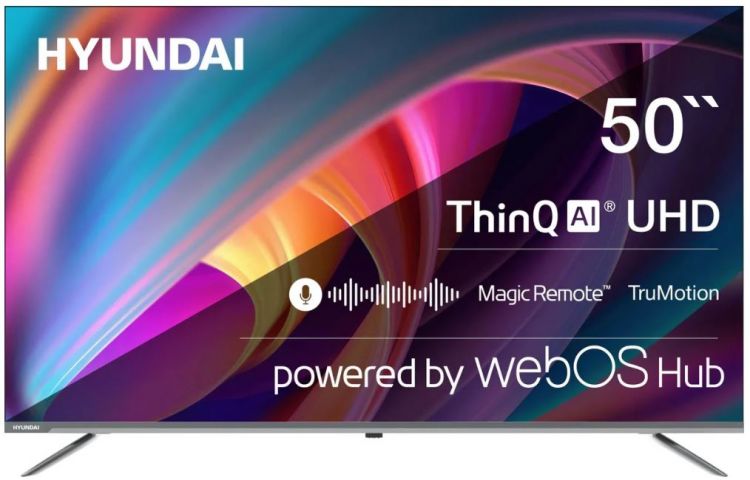 Телевизор Hyundai H-LED50BU7100 50 WebOS Frameless Metal серый 4K Ultra HD 60Hz MEMC DVB-T DVB-T2 DVB-C DVB-S DVB-S2 USB WiFi Smart TV