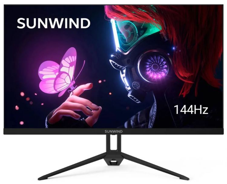  Монитор 27 SUNWIND SUN-M27BA108 black, 2560x1440, IPS, 3ms, 16:9, 3*HDMI, DP, 1000:1, 280cd, 178°/178°