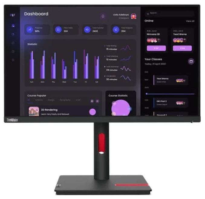 Монитор 23,8 Lenovo ThinkVision T24i-30 63CFMATXEU 1920x1080, 4 ms, 250 кд/м2, 1000:1, 178°/178°, 16:9, 60Hz, HDMI, DP, 4*USB3.2, USB-B, VGA, Tilt, S