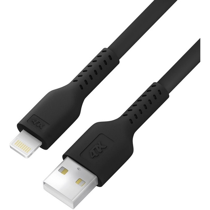 Кабель интерфейсный 4PH 4PH-R90139 0.5m USB AM/Lightning - поддержка всех iOS, MFi, черный, 1000726599