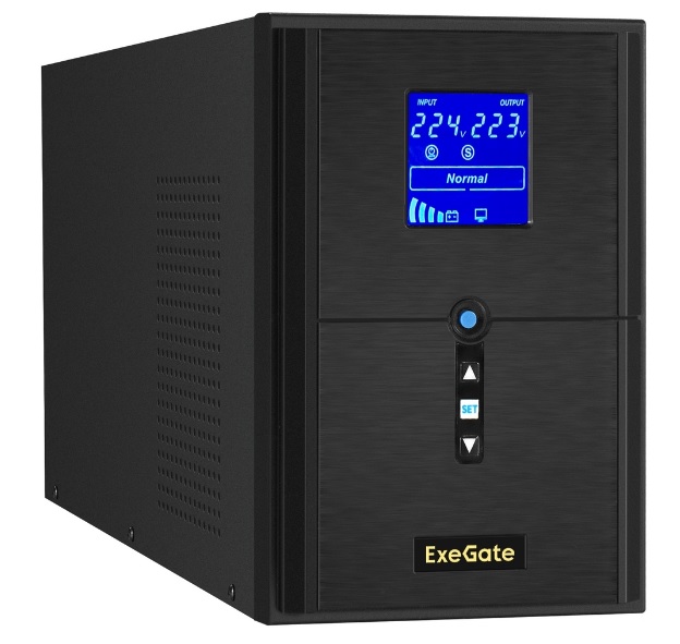 Источник бесперебойного питания Exegate SineTower SZ-2000.LCD.AVR.3SH.1C13.USB EX295989RUS (инвертор, синус, для котла) 2000VA/1600W, чистая синусоида