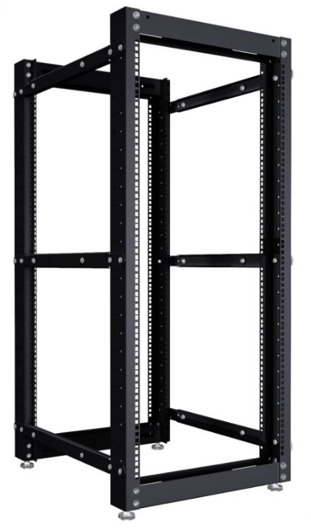 Открытая стойка двухрамная 19, 42U NTSS NTSS-2POR42U/600-1000-BL 600-1000мм, комплект ножек, черный RAL 9005