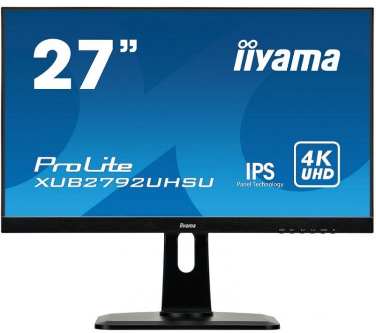 Монитор 27 Iiyama ProLite XUB2792UHSU-B6 3840x2160 LED, 16:9, IPS, 350cd, 1300:1, 80M:1, 4ms, 178/178, DP, HDMI, USB, 60Hz, Speakers, tilt, swivel, H