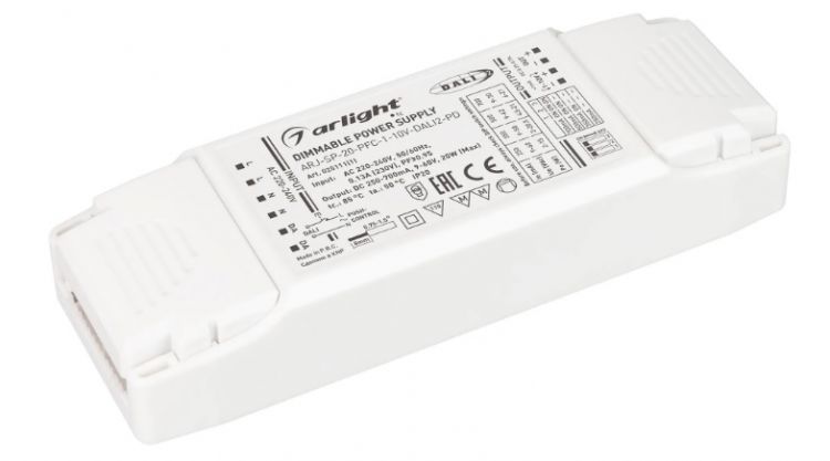 Блок питания Arlight ARJ-SP-20-PFC-1-10V-DALI2-PD 025111(1) (20W, 250-700mA) IP20 пластик