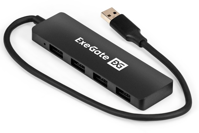 USB разветвители Концентратор Exegate DUB-4P/3 EX296928RUS 4-в-1 кабель-адаптер USB3.0/4xUSB3.0, Plug Play, черный