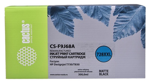 Картридж Cactus CS-F9J68A черный матовый (300мл) для HP DJ T730/T830