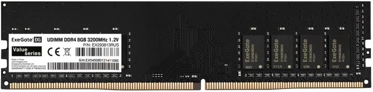 Модуль памяти DDR4 8GB Exegate Value EX293813RUS 3200MHz PC4-25600 CL19 1.2V