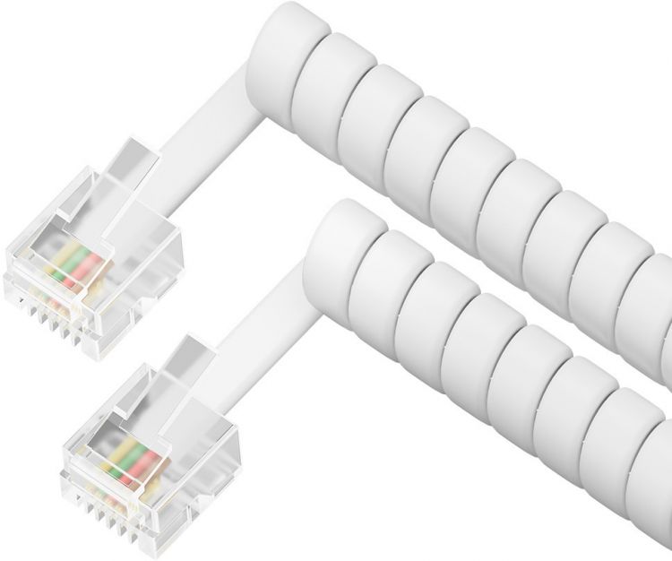 Шнур Greenconnect GCR-54851 телефонный удлинитель для аппарата витой 2.0m 6P4C (jack 6p4c - jack 6p4c) белый