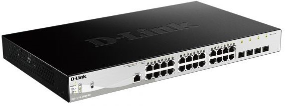 Коммутатор управляемый D-link DGS-1210-28MP/ME/B2A L2, 24*10/100/1000Base-T ports 4*1000Base-X SFP ports (24*PoE ports 802.3af/802.3at (30 W), PoE Bud