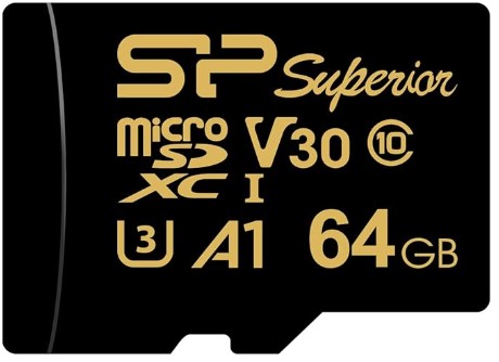 Карта памяти MicroSDXC 64GB Silicon Power SP064GBSTXDV3V1HSP Class 10 UHS-I A1 V30 U3 (SD адаптер) 100MB/s