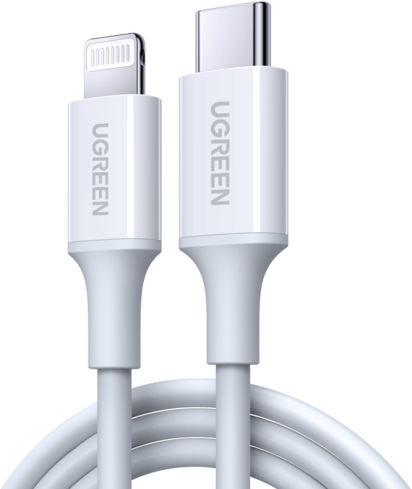 Кабель UGREEN US171 60747 USB-C/Lightning M/M, корпус ABS с никелевым покрытием, 0.5м, white