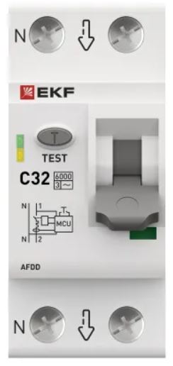 Устройство защиты от дугового пробоя EKF afdd-2-32C-pro УЗДП с авт.выкл. 1P+N 32А (С) 6кА PROxima