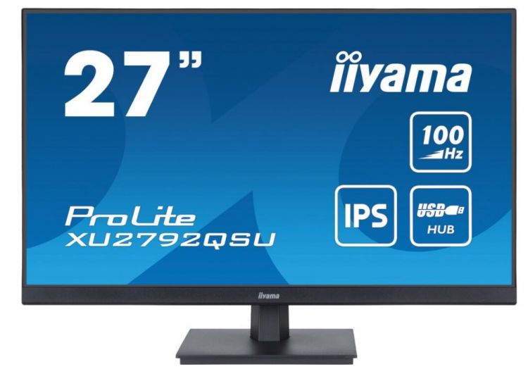   Xcom-Shop Монитор 27 Iiyama XU2792QSU-B6 LCD, 2560х1440, 1 мс, 250 кд/м2, 1300:1, 8bit, IPS, 100Hz, DVI, HDMI2.0, DisplayPort1.2, 4xUSB3.2, 2x2W, VESA