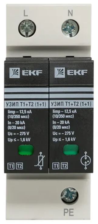 УЗИП EKF OV12-11-505 УЗИП Т1+Т2; Iimp-12,5kA; In-20kA; Uc-275В; 1+1