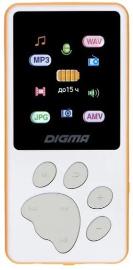 Плеер Digma S4WO Hi-Fi Flash S4 8Gb белый/оранжевый/1.8/FM/microSDHC