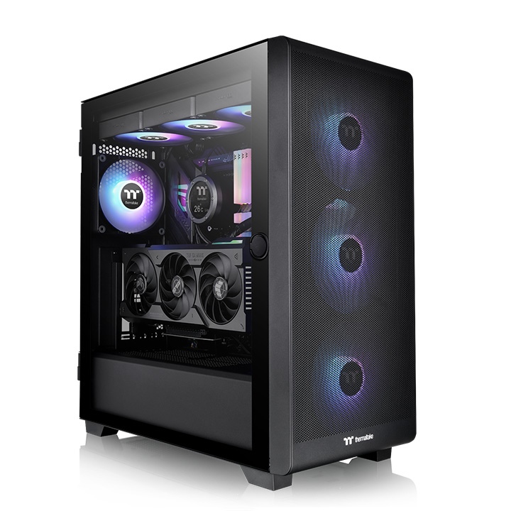 Корпус ATX Thermaltake S250 TG ARGB CA-1Y6-00M1WN-00 black, панель из закаленного стекла, 2*USB 3.0, HD Audio