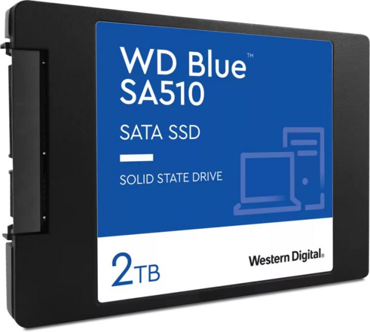 SSD Western Digital Накопитель SSD 2.5'' Western Digital WDS200T3B0A Blue SA510 2TB SATA 6Gb/s 560/520MB/s IOPS 90K/87K TBW 500 DWPD 0.1