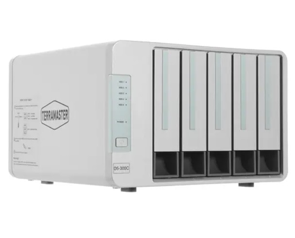 Сетевое хранилище Terramaster D5-300C DAS tower 2*HDD, RAID0,1,SD+3HDDs SD only/up to 5 HDDs SATA(3,5' or 2,5')/1xUSB3.1 Type-C gen1/1xPS/2YW